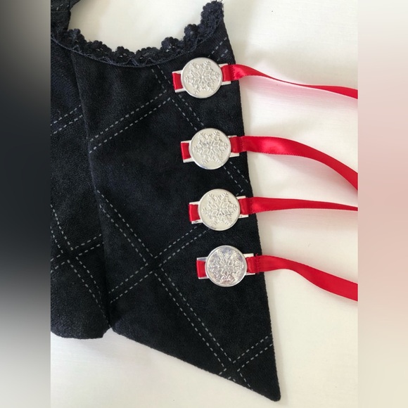 Black, faux,suede corset, Bustiers, vest, with faux white stitching detail szS-M - Picture 6 of 16